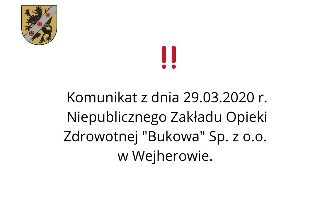 Komunikat Niepublicznego Zakładu Opieki Zdrowotnej NZOZ "BUKOWA"