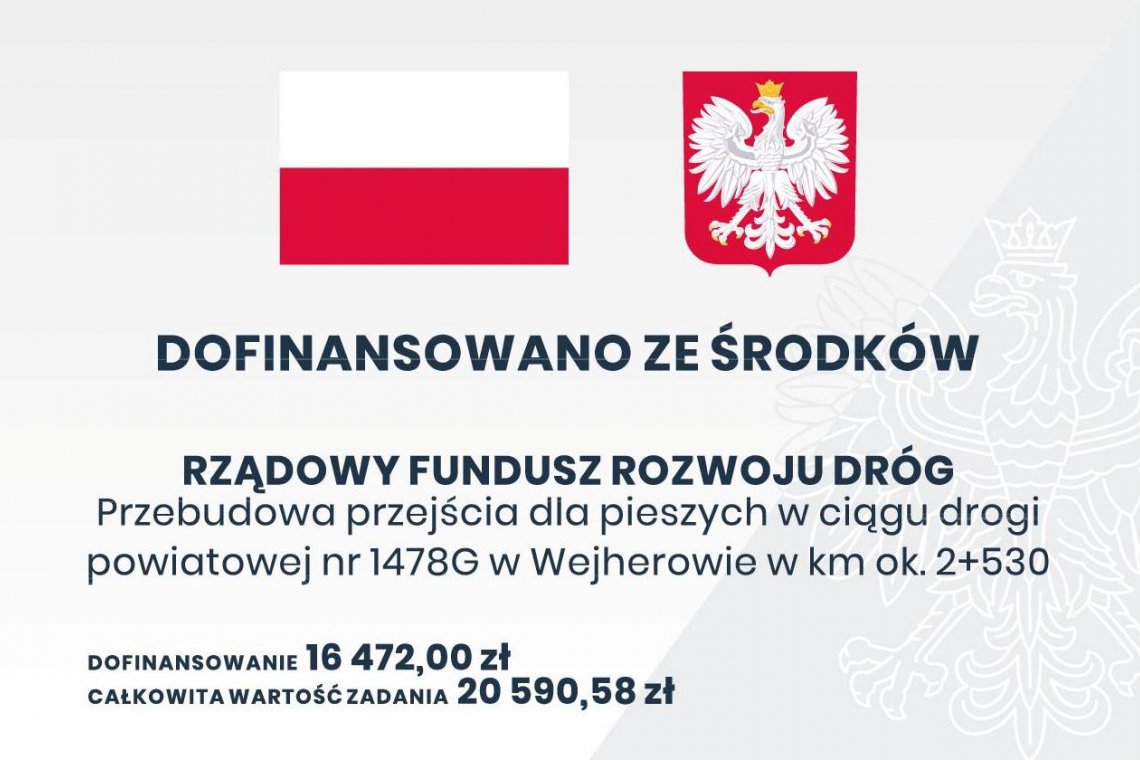 Przebudowa przejścia dla pieszych w ciągu drogi powiatowej nr 1478G w Wejherowie w km ok. 2+530