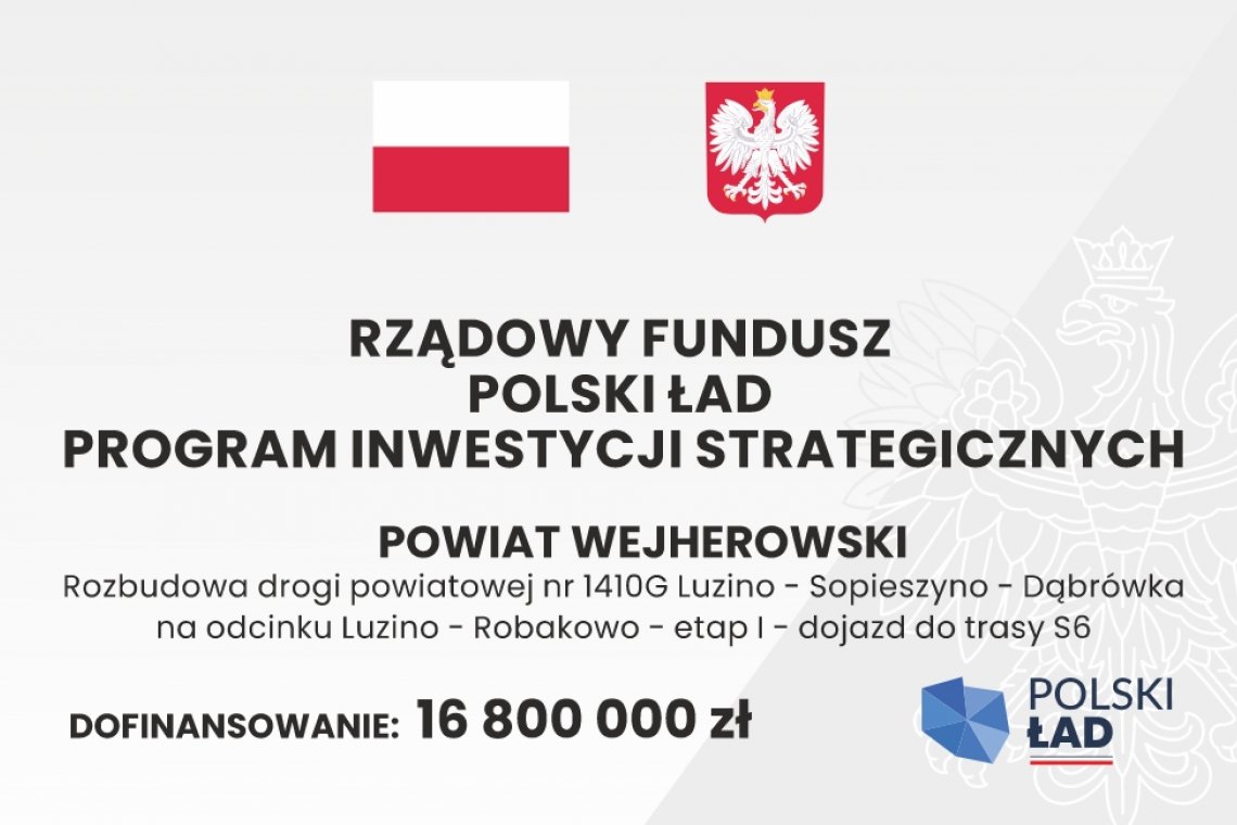 Rozbudowa drogi powiatowej nr 1410G Luzino-Sopieszyno-Dąbrówka na odcinku Luzino-Robakowo – etap I – dojazd do trasy S6