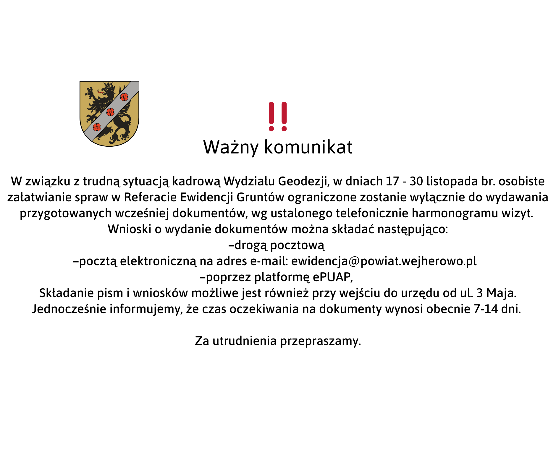 Ważny komunikat